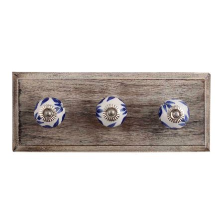 Geranium Ceramic Wooden Hooks